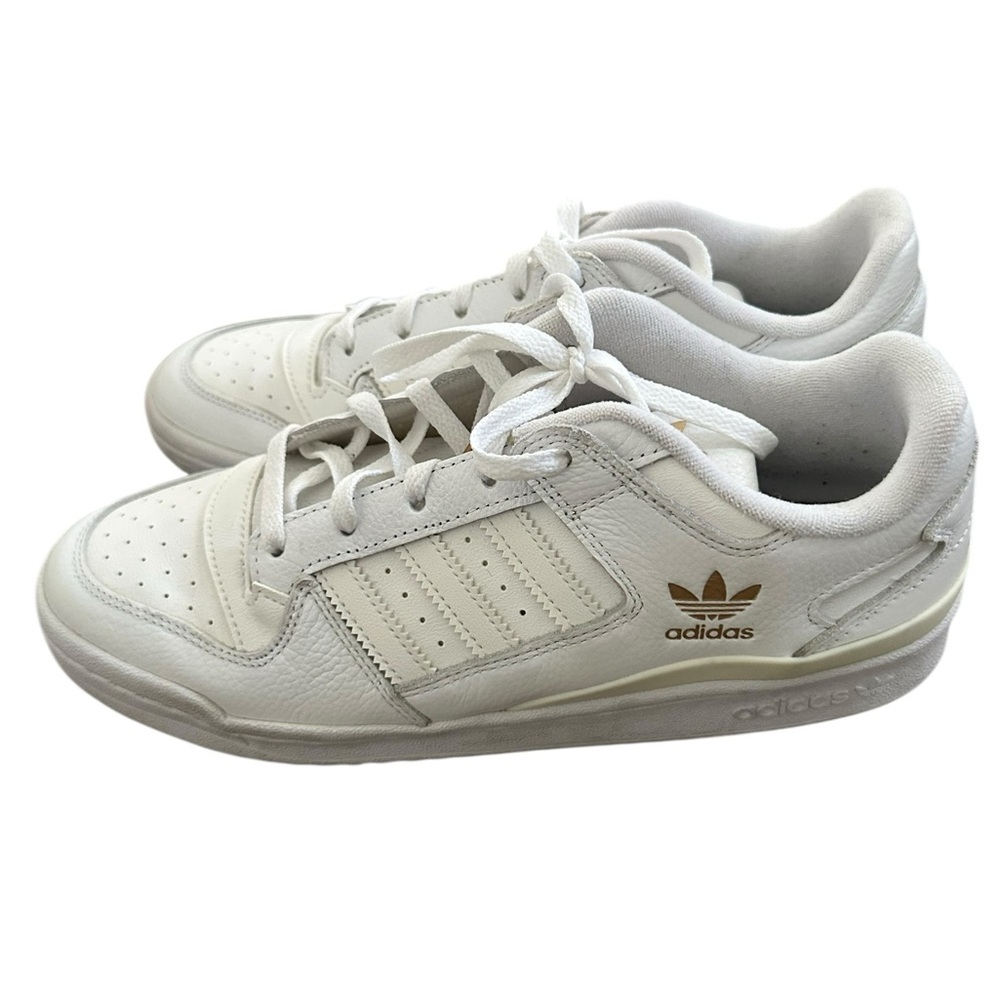 Adidas Forum Low White Gold tumbled leather sneakers size 10.5 women - Picture 2 of 12